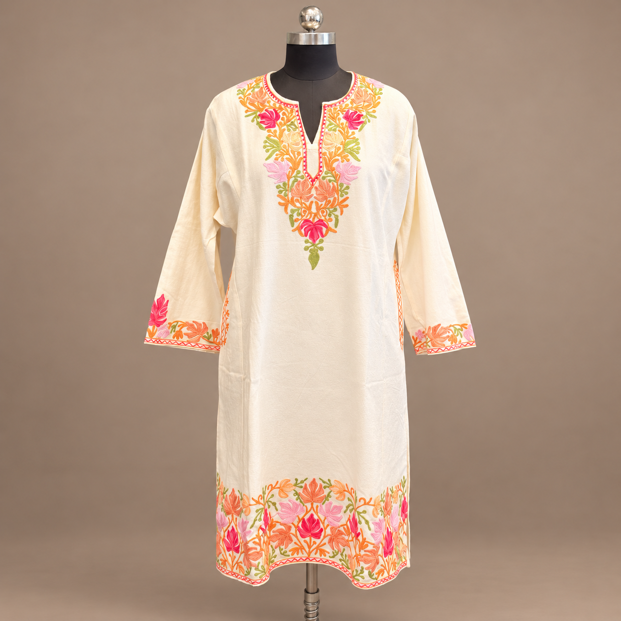 White Kashmiri Pheran for Women