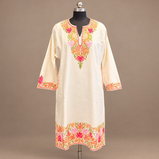 White Kashmiri Pheran for Women