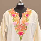 Traditional White Kashmiri Pheran for Ladies