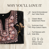 Elegant Black Designer Kurti with Kashmiri Embroidery