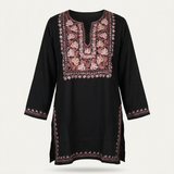 Black Machine Embroidered Designer Kurti for Women