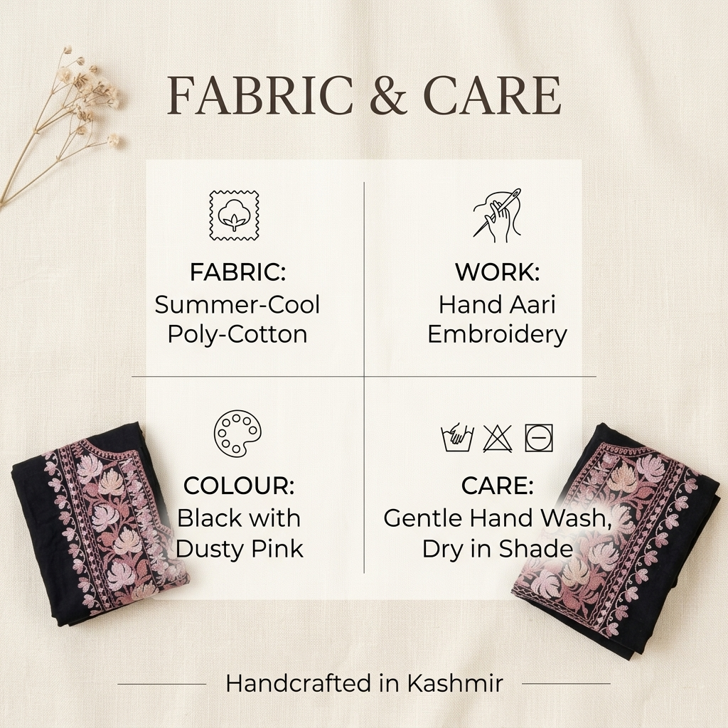 Women's Black Machine Embroidered Kurti
