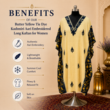 Premium Butter Yellow Kashmiri Aari Work Kaftan