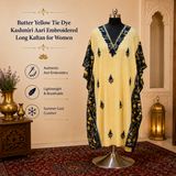 Luxury Butter Yellow Tie Dye Kaftan for Women