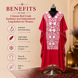 Premium Crimson Red Aari Embroidered Kaftan