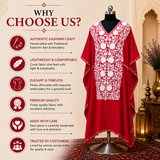 Crimson Red Long Kaftan with Kashmiri Aari Embroidery