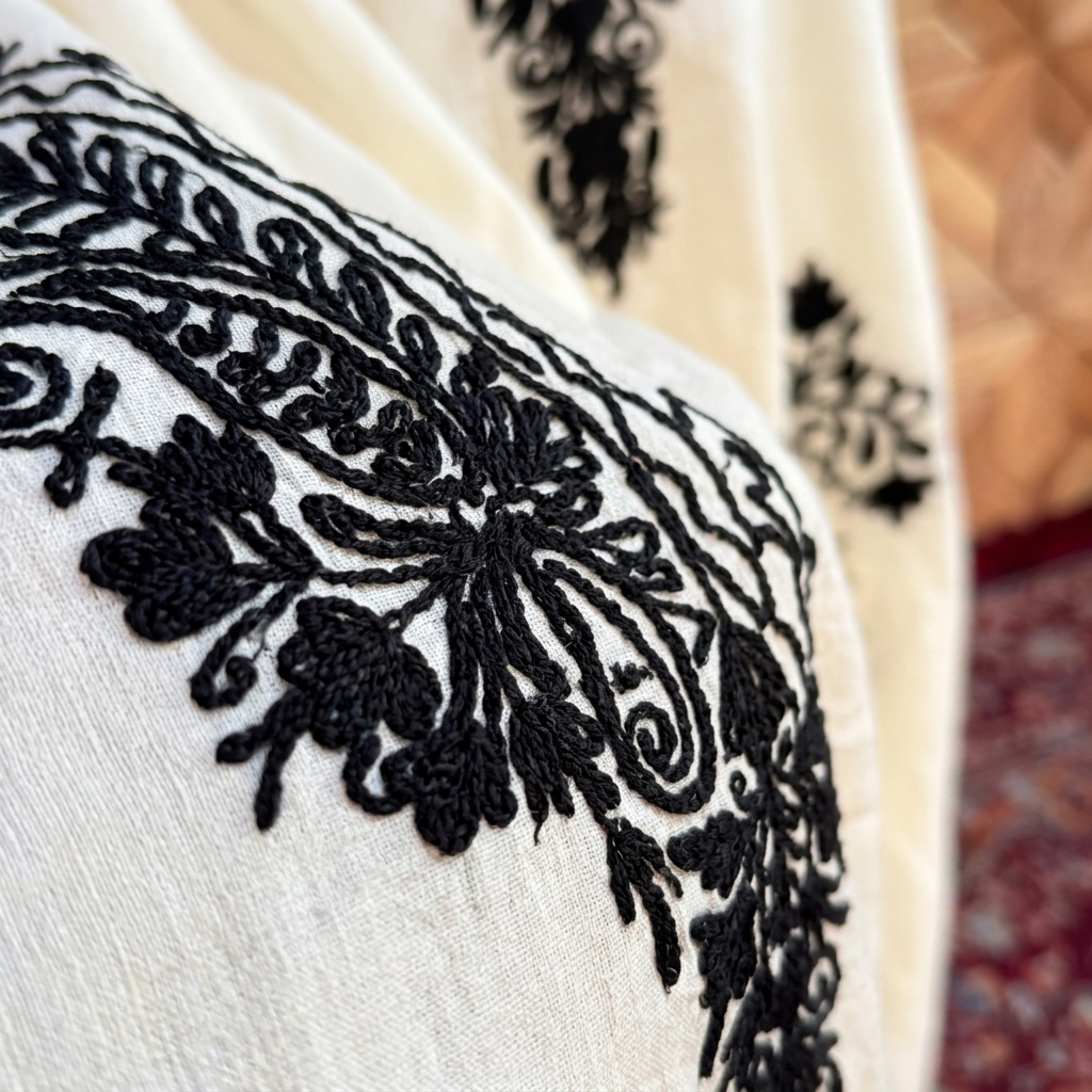Premium Ivory White Kashmiri Aari Kaftan