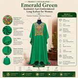 Luxury Emerald Green Kashmiri Embroidered Kaftan