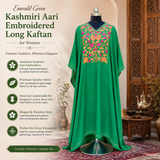Emerald Green Long Kaftan with Kashmiri Aari Embroidery