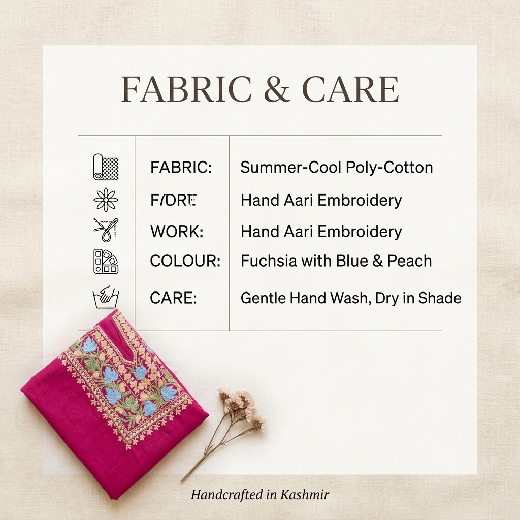 Elegant Fuchsia Pink Designer Kurti with Kashmiri Embroidery