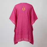 Hand Embroidered Fuchsia Pink Long Kaftan Set
