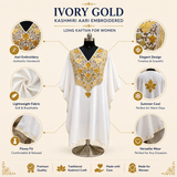 Luxury Ivory Gold Kashmiri Embroidered Kaftan