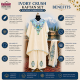 Ivory Machine Embroidered Kaftan Set