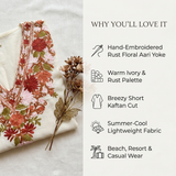 Premium Ivory Rust Floral Aari Embroidered Kaftan