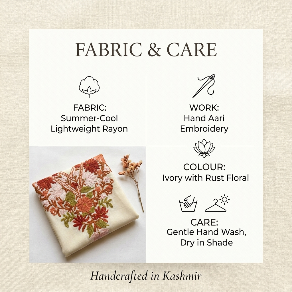 Luxury Ivory Rust Floral Summer Kaftan for Women