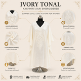 Luxury Ivory Tonal Kashmiri Embroidered Kaftan