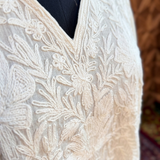 Premium Ivory Tonal Aari Embroidered Summer Kaftan