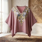 Women's Dusty Rose Kashmiri Aari Short Kaftan