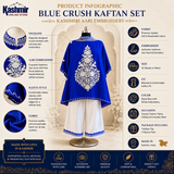 Blue Kaftan with Floral Embroidery