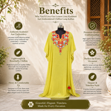 Premium Lemon Lime Aari Embroidered Long Kaftan
