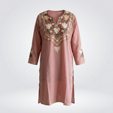 Mauve Long Kurti with Floral Hand Embroidery