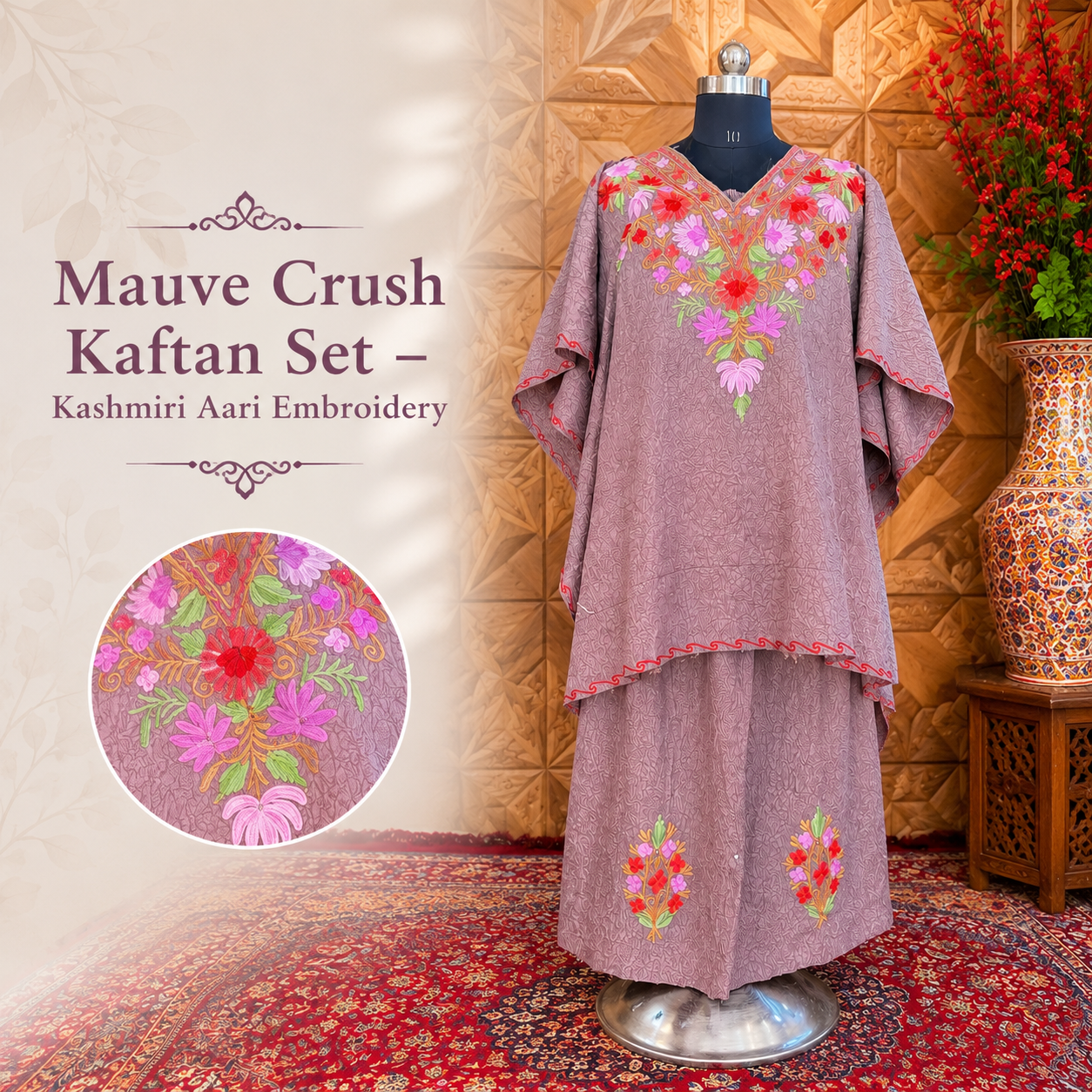 Mauve Crush Kaftan Set for Women