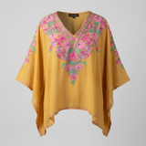 Mustard Gold Summer Cool Kaftan with Kashmiri Aari Embroidery