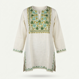 Off White Kashmiri Short Kurti for Women with Machine Embroidery