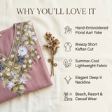 Traditional Kashmiri Aari Embroidered Dusty Rose Kaftan