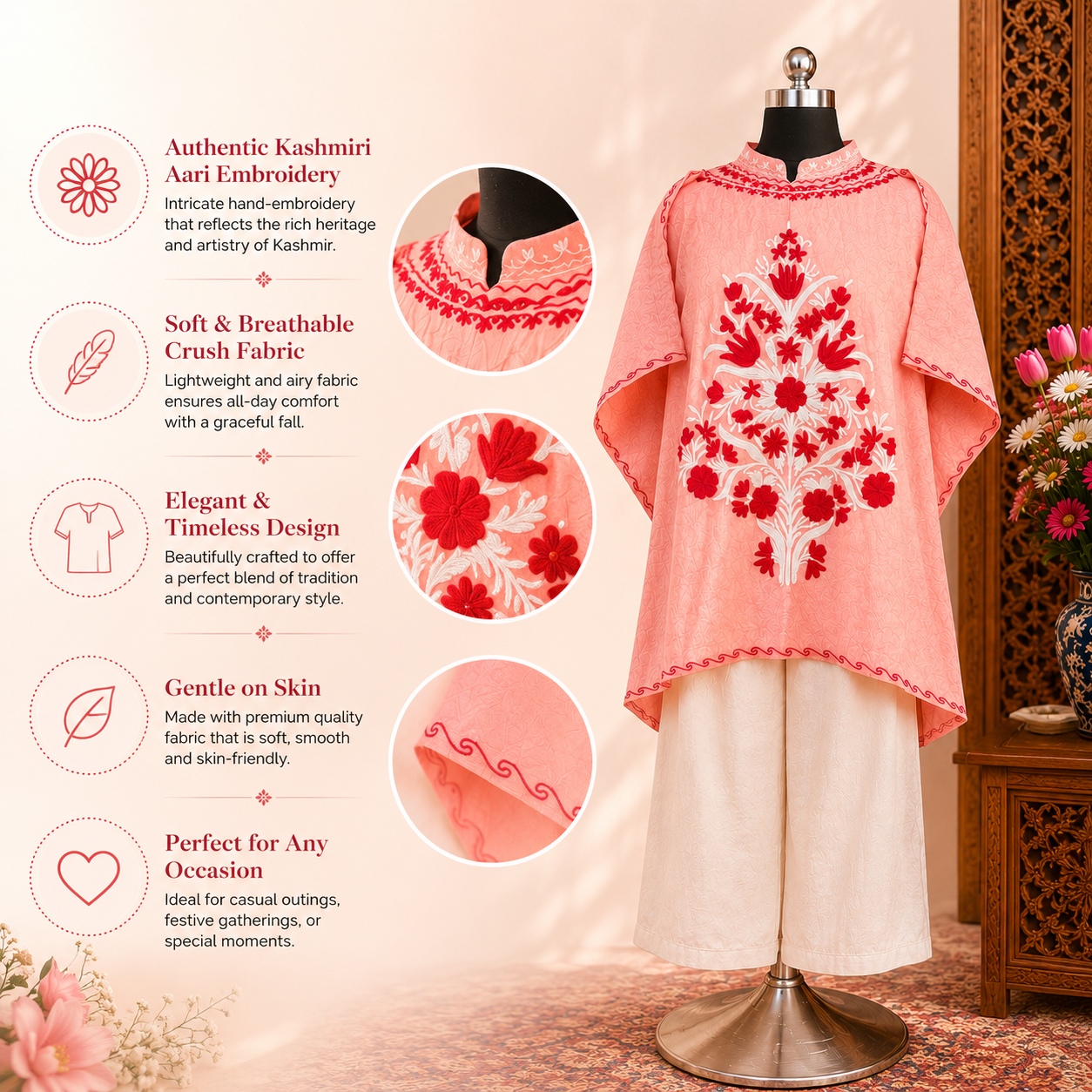 Women's Peach Crush Designer Kaftan Set
