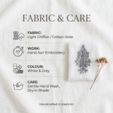 Designer Kashmiri Aari Work White Grey Kaftan