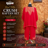 Red Tilla Crush Kaftan Set for Women