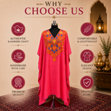 Luxury Rose Pink Kashmiri Embroidered Kaftan