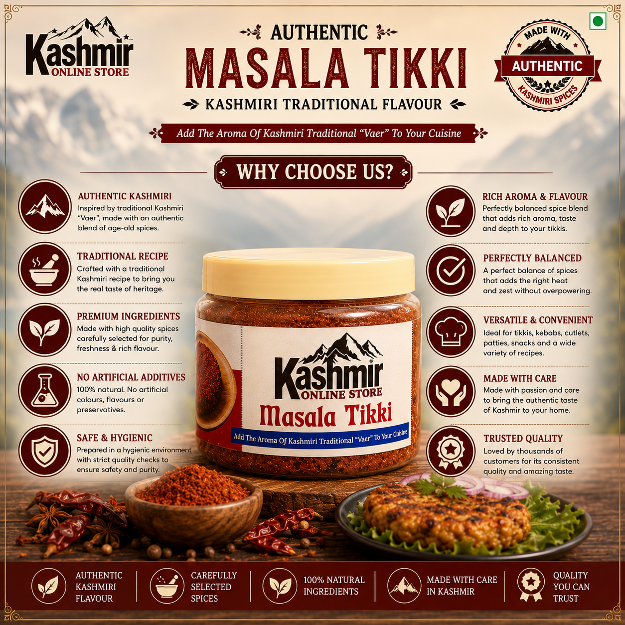 Pure Kashmiri Ver Masala Tikki Handmade