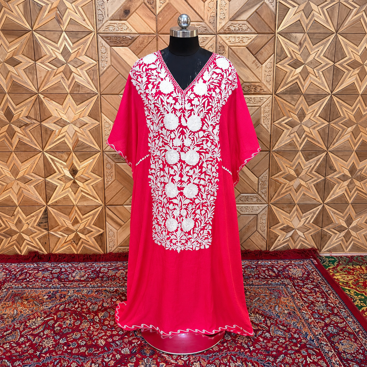 Women's Crimson Red Crush Long Kaftan