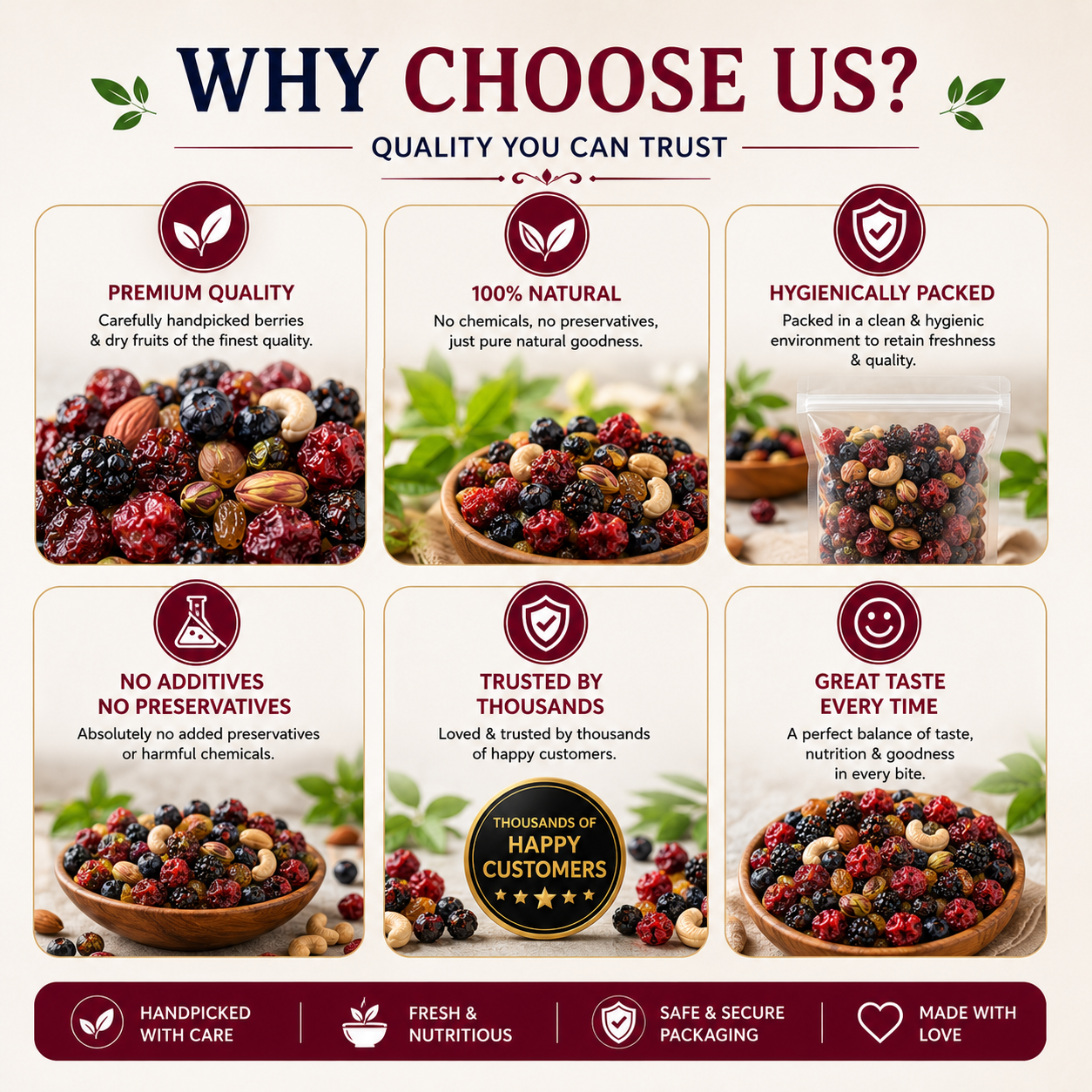 Premium assorted dry fruits and berries in a delicious mixed berry blend