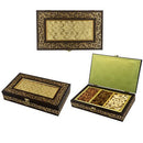 Double Golden Patterned Design on Wooden Box – Diwali Dry Fruits Box Gift