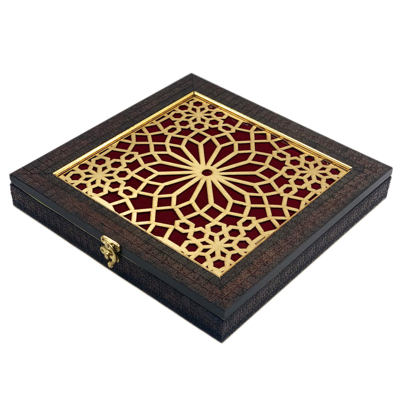 Patterned Box With 4 Types of Dry Fruits – Diwali Gift Box