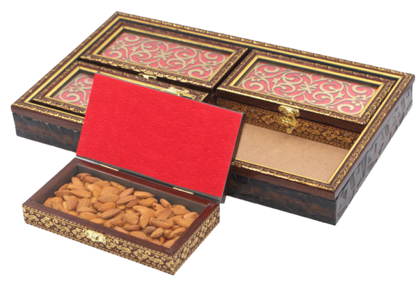4 in One Combo Royal Patterned Dry Fruits Box – 4 Types of Dry Fruits Diwali Gift Box freeshipping - Kashmir Online Store